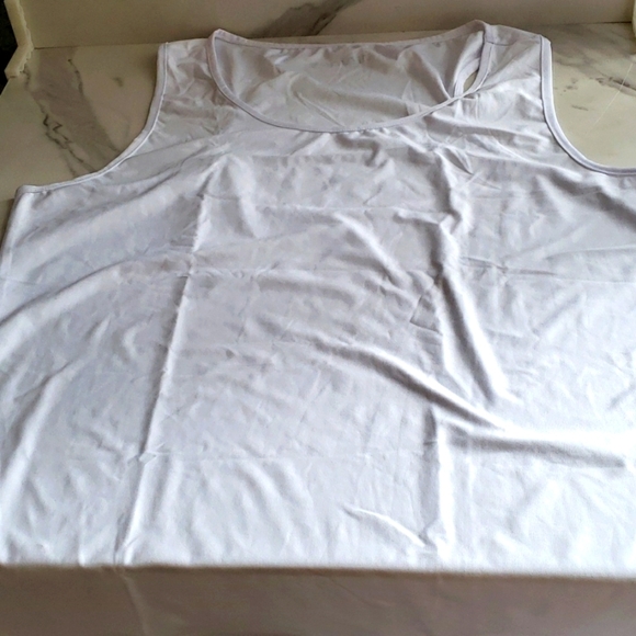 DEVOPS 3 Pk Muscle Dri Fit Compression Tank Top 2 White 1 White w/ Grey Trim 2XL - Picture 5 of 11